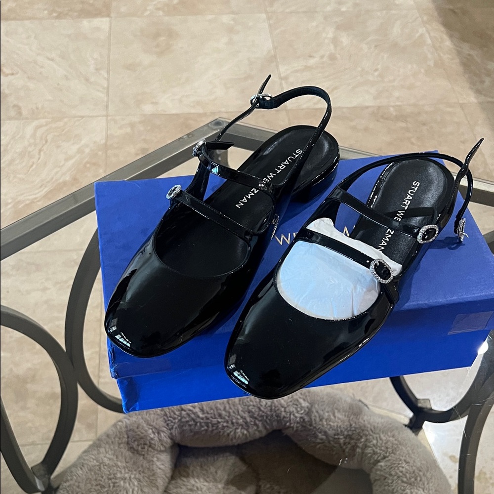 Stuart Weitzman Black Patent Flats